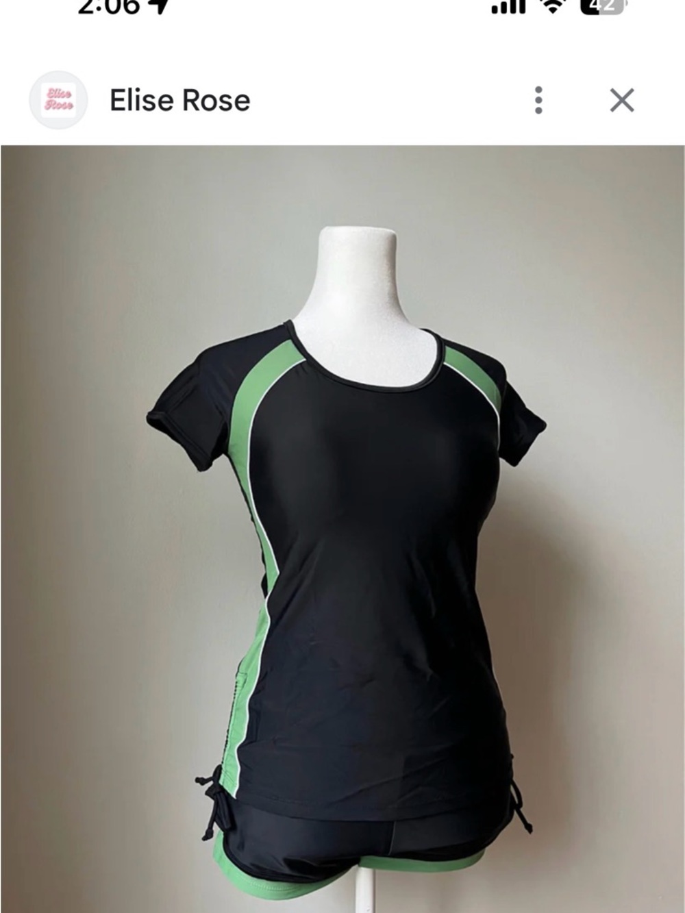 Elsie Rose- Black & Forest Green Short Sleeve Ainsley Swim Set - Picture 2 of 3